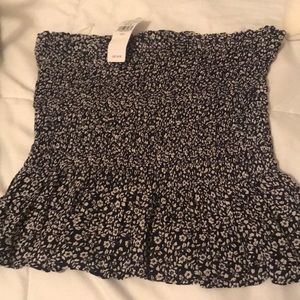 NWT Navy blue and whit floral tube top